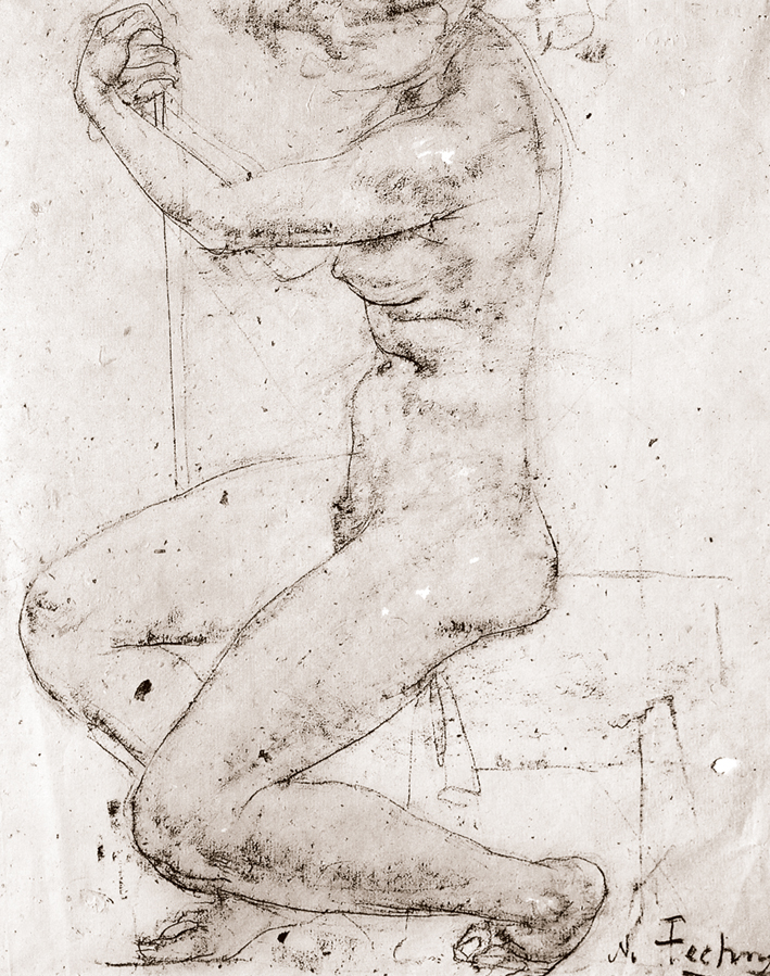  Nicolai Ivanovich Fechin —— 坐着的裸女 (9)